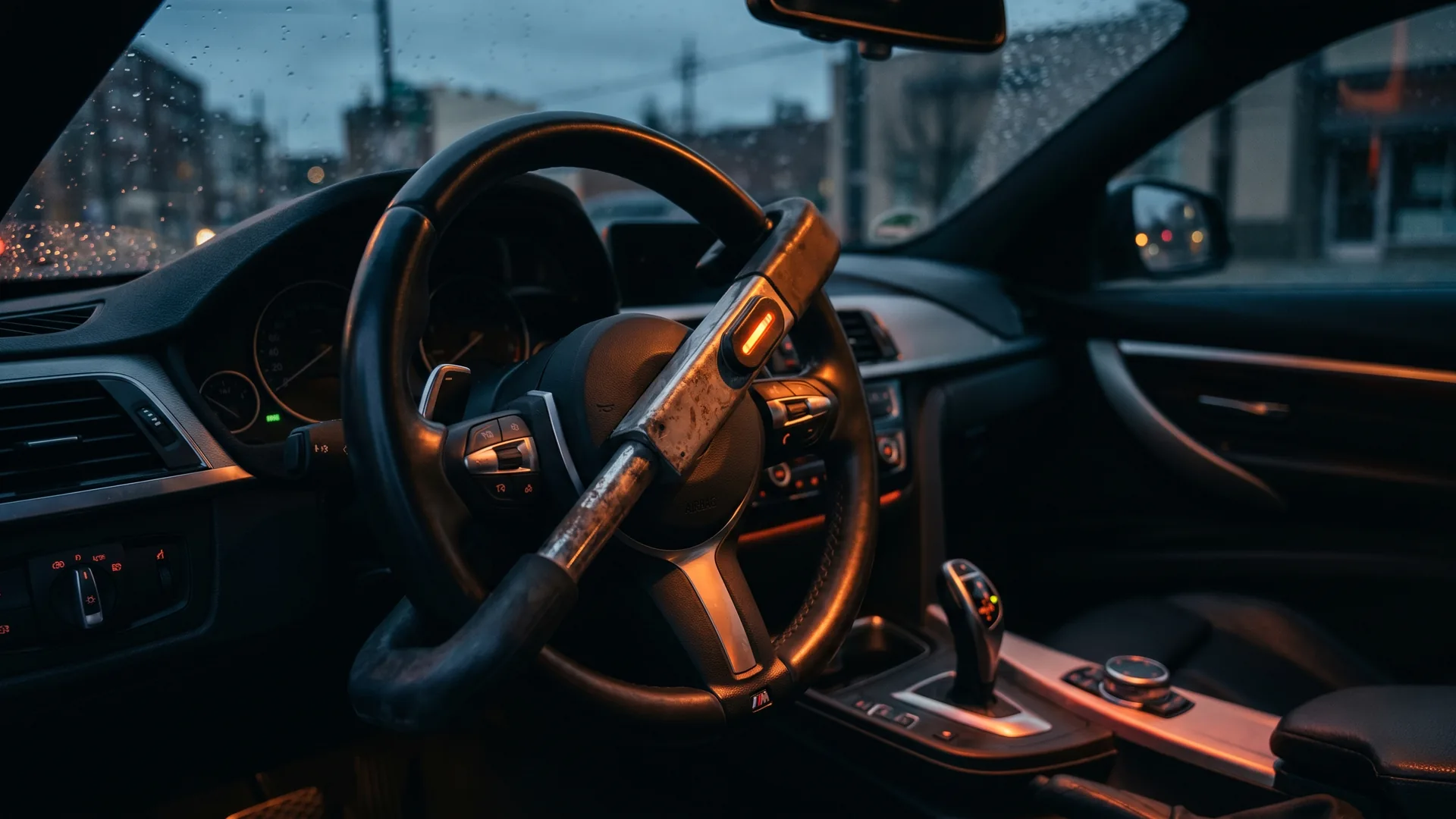Bloque-volant en acier monté sur le volant d'une voiture, antivol mécanique — comparatif InterCar