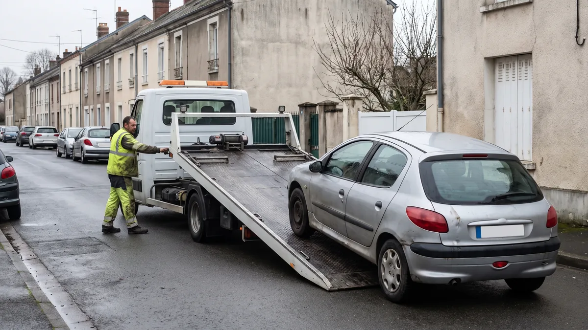 Enlèvement gratuit de véhicule pour rachat : chargement sur camion plateau