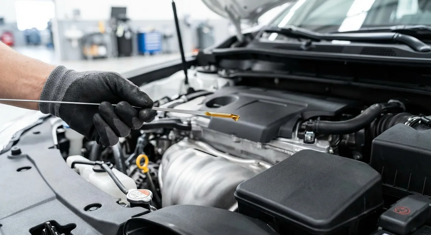 V&eacute;rification du niveau d'huile moteur : jauge et contr&ocirc;le visuel