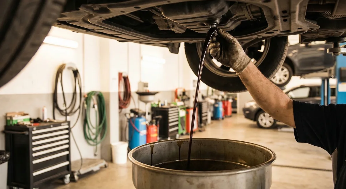 Point de collecte d'huile de vidange usag&eacute;e : bacs d&eacute;di&eacute;s en d&eacute;chetterie