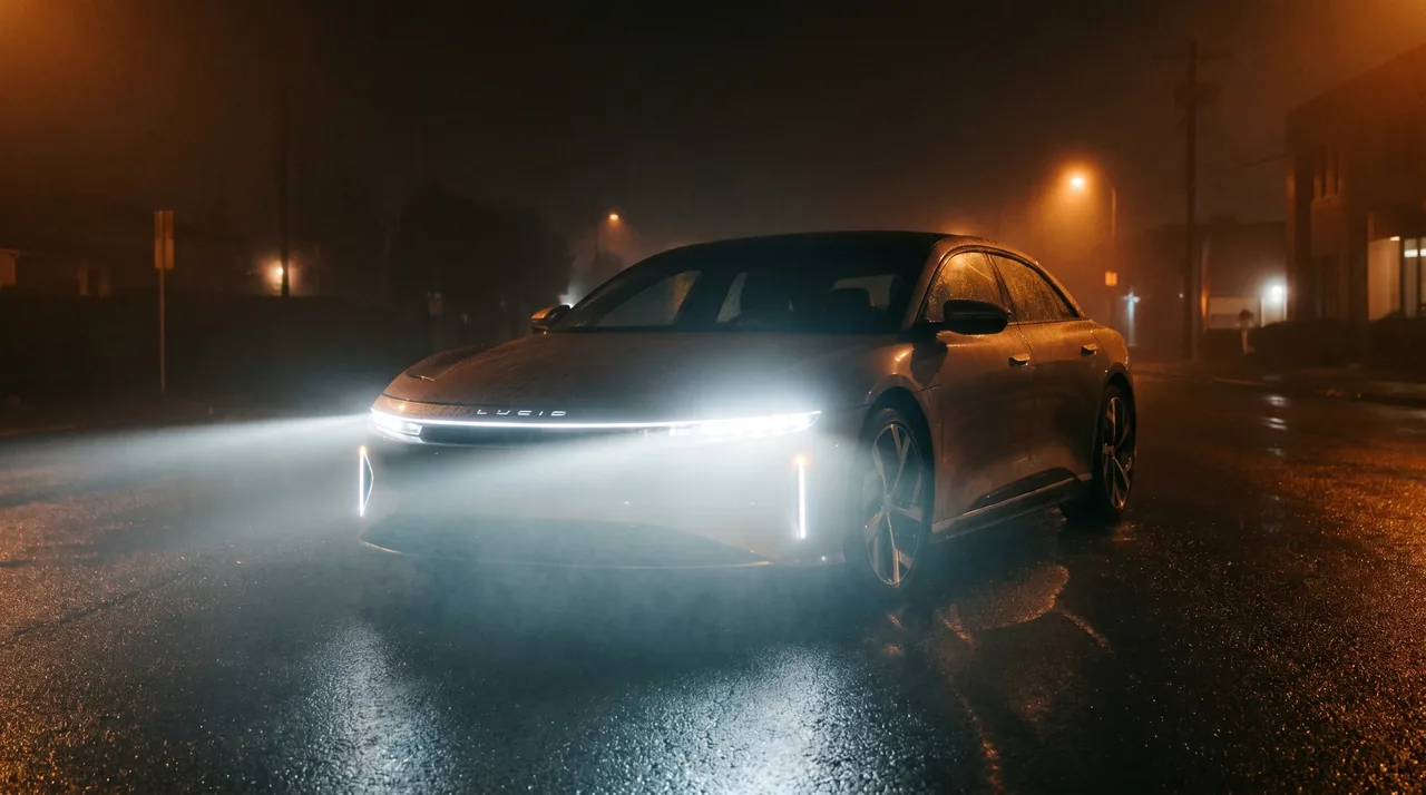 Ampoules LED H7 voiture InterCar — faisceau blanc de nuit sur la route