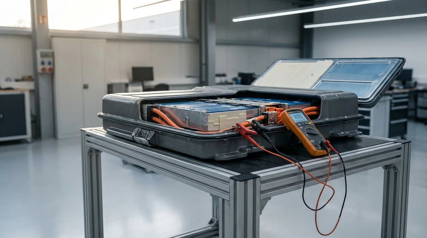 Batterie de voiture électrique reconditionnée prête à être remontée par un garage indépendant