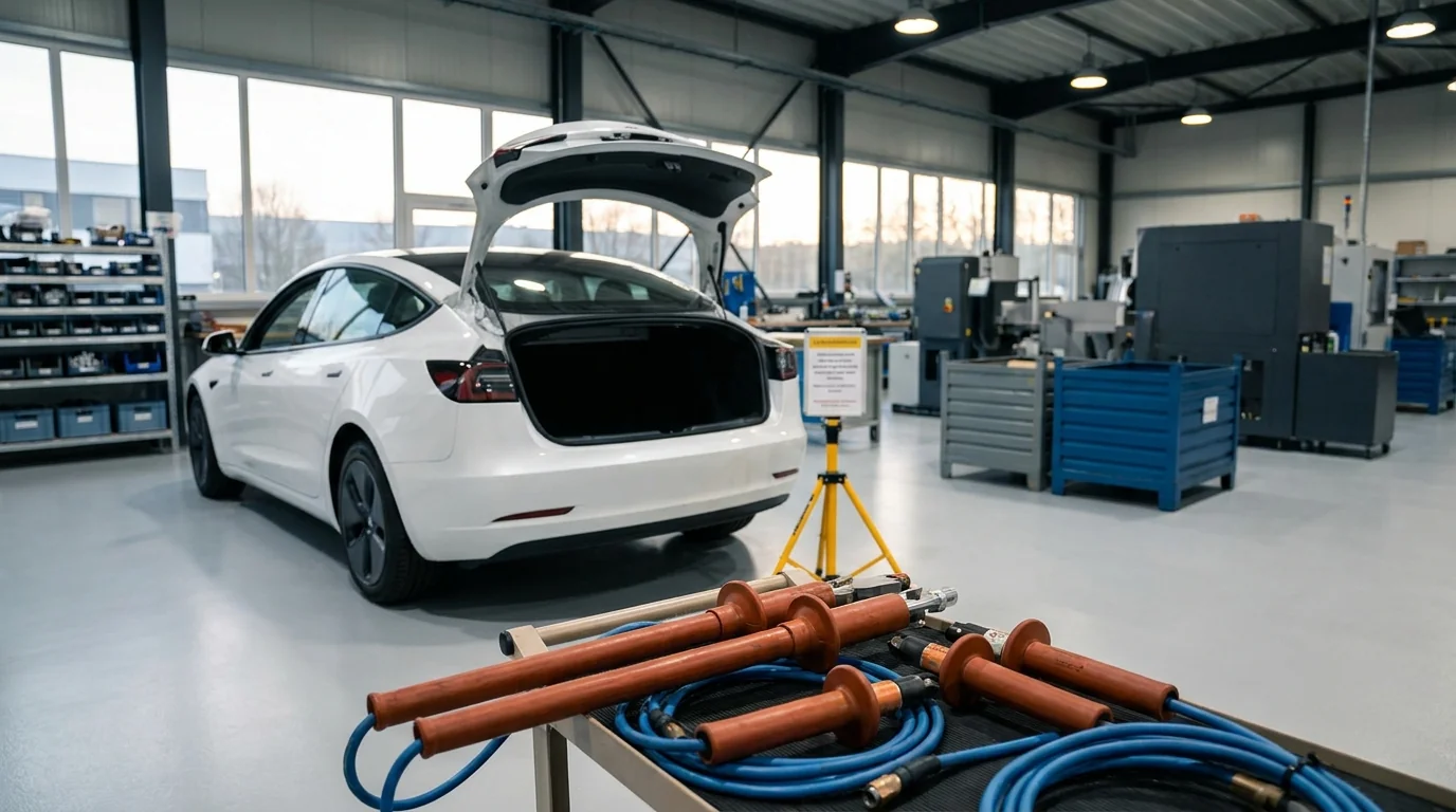 Démontage d'un véhicule électrique en centre VHU agréé pour récupération des pièces de réemploi