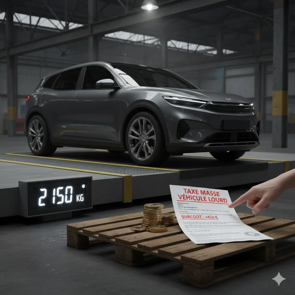 Balance pesant un SUV avec des euros