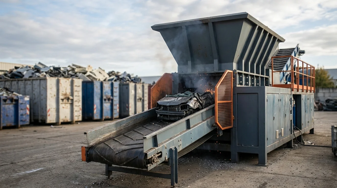 Broyeur de centre VHU avec ligne de tri post-broyage pour valorisation matière