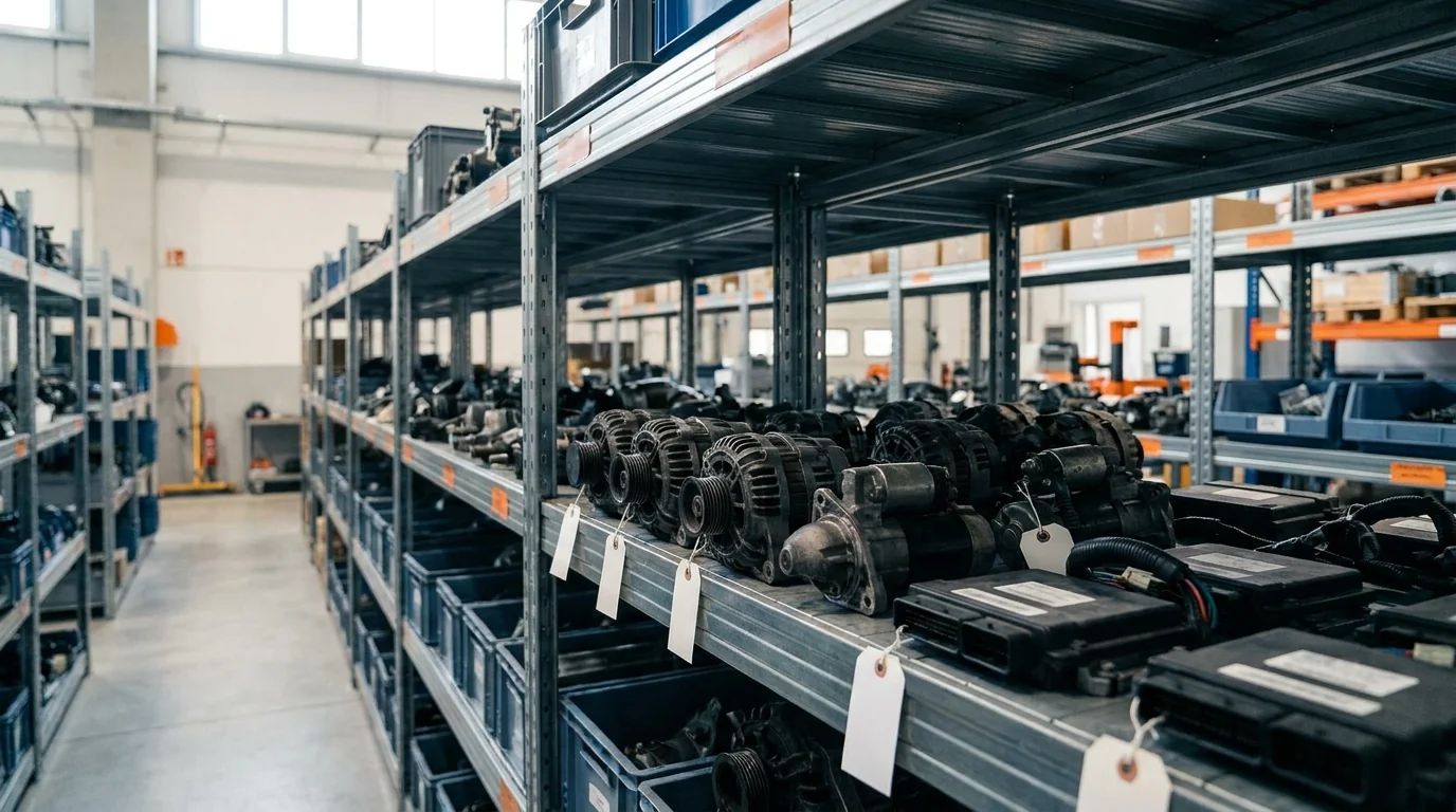 Pièces de réemploi PIEC stockées en centre VHU agréé prêtes à être livrées en garage