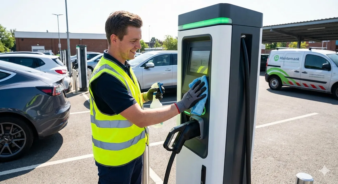 Technicien IRVE effectuant la maintenance d'une borne Wallbox