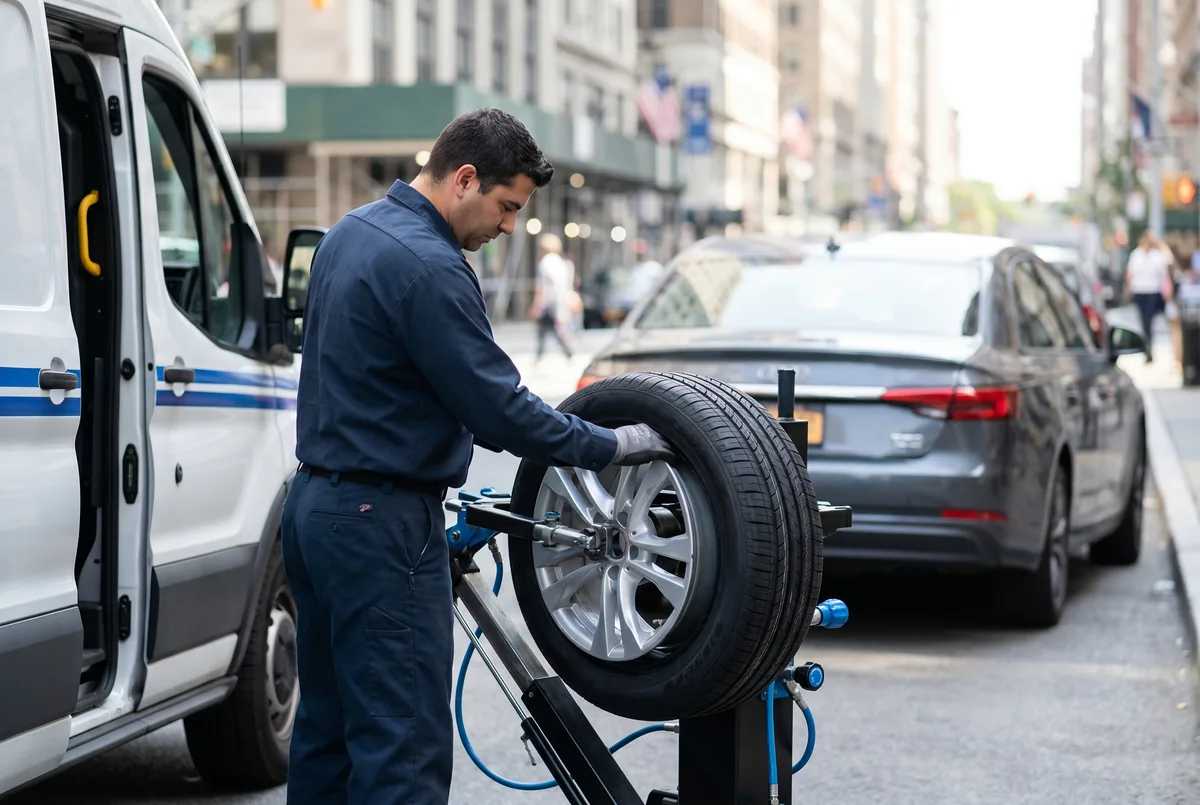 Changement et montage de pneu voiture à domicile par un technicien mobile