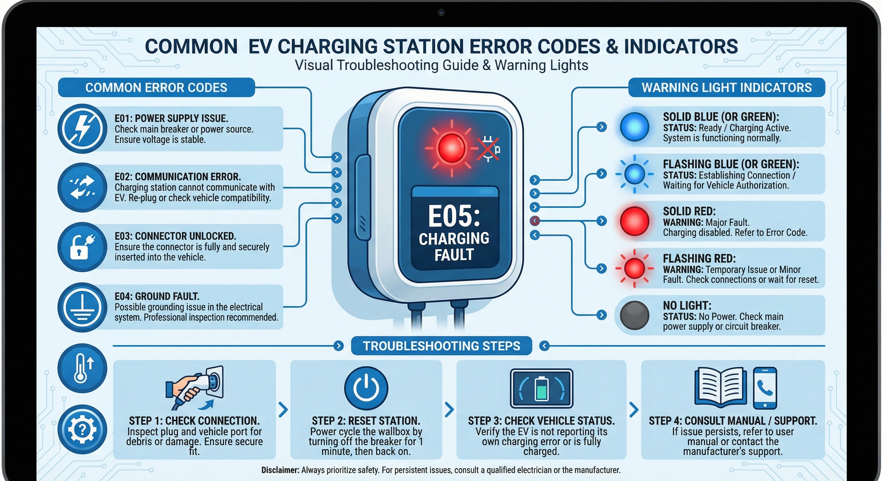 Codes erreur courants sur borne de recharge - voyant rouge et diagnostic