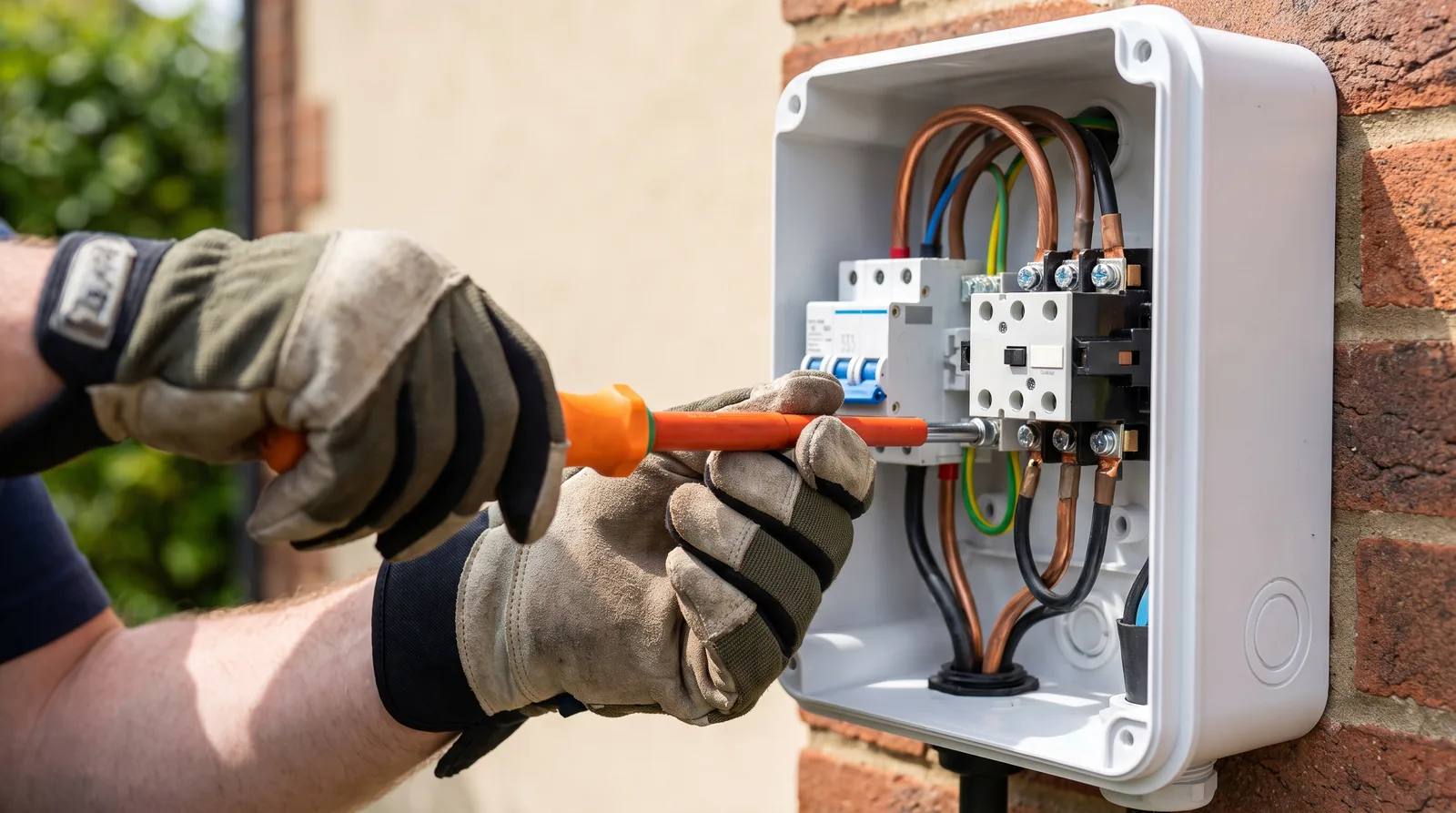 Entretien préventif d'une borne de recharge : resserrage des connexions par un technicien IRVE