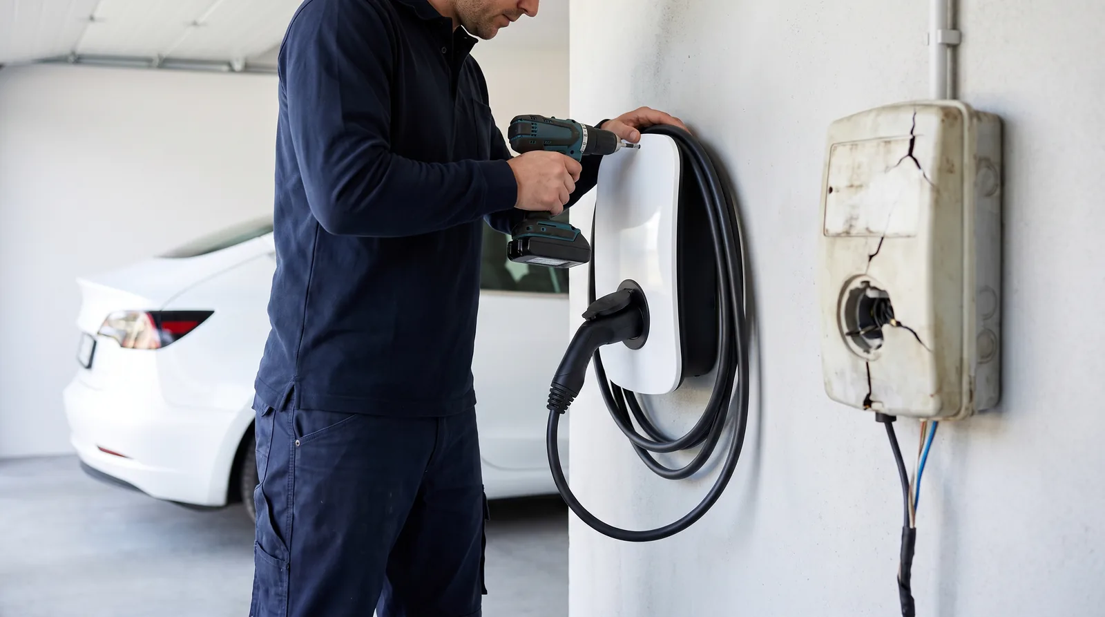 Remplacement d'une borne de recharge obsolète par une Wallbox neuve aux normes IRVE
